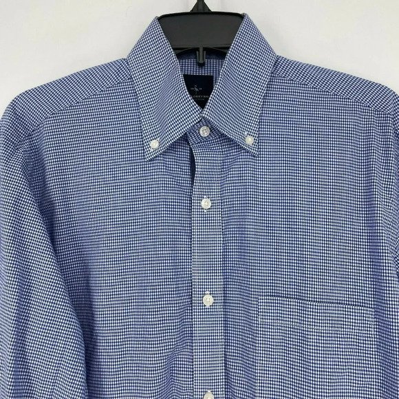 Tailorbyrd Collection Shirt Men's Sz M Blue Gingham Pocket Collared Button Down - Picture 5 of 8